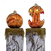 billige Halloween-Halloween gresskarlykt sammenleggbar, skummel, strekkbar med lyd, festdekorasjon for innendørs/utendørs bruk, 20 cm