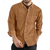 cheap Men&#039;s Jackets &amp; Coats-Men&#039;s Shirt Jacket Corduroy Jacket Casual Jacket Shacket Vacation Daily Breathable Pocket Spring Fall Plain Fashion Classic Lapel Regular Black Navy Blue Brown Army Green Dark Gray Jacket