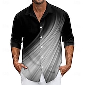 voordelige Geometrisch patroon-Voor heren Verloop Lijnen / golven Overhemd Overhemd met knopen Casual overhemd Lange mouw Mode-casual Vakantie Dagelijks Streetwear Zomer Lente Strijkijzer 3D-afdrukken shirts met kraag Rood blauw