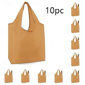 preiswerte Gepäck- und Reiseaufbewahrung-10 wiederverwendbare, faltbare Einkaufstaschen, strapazierfähige, waschbare Tragetaschen aus Polyester mit stabilen Griffen, leuchtende Farben, umweltfreundliche Einkaufstaschen für den täglichen