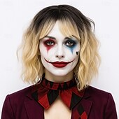 levne Paruky filmových postav-Joker 2 Harley Quinn cosplay paruka syntetické vlasy Halloween cosplay párty paruky