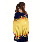 halpa 3D-kukkamekko-Tyttöjen 3D Kukka Mekko Pitkähihainen Kesä Kevät Loma Päivittäin Pyhäpäivä Prinsessa Kaunis Makea Lapset 4-12 vuotta Rento mekko A linjainen mekko Polvipituinen Normaali