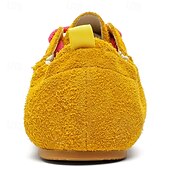 abordables Baskets-Baskets décontractées à lacets en daim vert pour hommes avec tige texturée et semelle souple, style urbain rétro pour un usage quotidien, des promenades le week-end et des sorties urbaines