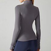 abordables Tops de yoga-Mujer Sudadera de polar Escote Chino Templado Dispersor de humedad Media Cremallera Manga Larga Deportes Color sólido Camiseta por Gimnasio Entrenamiento de gimnasio Aptitud física Delgado Ropa de