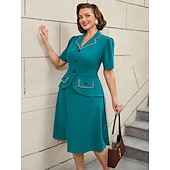 tanie Sukienki-Retro / vintage Lata 50. Rockabilly Południe Sukienka z linii Rozkloszowana sukienka Puszysta Krój A Damskie Formalny Biuro / praca Impreza w stylu retro Dla dorosłych Sukienka Wiosna i lato