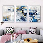 お買い得  油絵-キャンバスに金箔を施した手作りの大型抽象油絵。モダンな額縁なしの絵画。家の装飾に最適な壁アート画像。