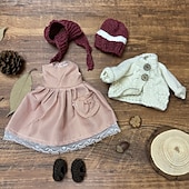 baratos Bonecas-Boneca Waldorf feita à mão para bebês meninas com conjuntos de roupas - boneca de pelúcia macia de 11,8 polegadas para crianças pequenas, presente de Natal ideal para crianças