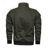 preiswerte Cargo-Jacken-Herren Leichte Jacke Cargo-Jacke Freizeitjacke Urlaub Täglich Tasche Frühling Herbst Einfach Mode Klassisch Stehkragen Regulär Schwarz Wein Khaki Armeegrün Dunkelblau Jacken