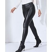 voordelige Yoga leggings en panty's-Dames Capri-legging Kunstleren leggings Warm Hoge taille Sportschool Sportschoenen Pilates Kleding Onderlichaam Effen Kleur Zwart Koffie Sport Sportkleding Strakke pasvorm