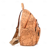 abordables Sacs à dos de Collège-Sac à dos en similicuir avec motif koi et lotus en relief – Sac d&#039;école à l&#039;esthétique bohème pour adolescents et amateurs d&#039;art
