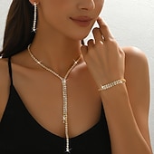 preiswerte Schmucksets-Brautschmuck-Sets 3 Zirkon Imitationsdiamant 1 Halskette 1 Armband Ohrringe Damen Elegant Personalisierte Klassisch Lieblich Klassisch Liebe Kostbar Y-förmig Schmuck-Set Für Hochzeit Geschenk Lässig