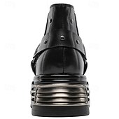 economico Stivali da motociclista-Per uomo Stivali Stivali da biker Camminata Vintage Casual Britannico Microfibra Confortevole Antiscivolo Caldo Stivaletti Mocassino Fascia Elastica Nero Argento Autunno Inverno