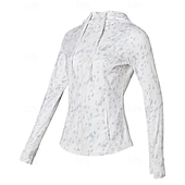 abordables Vestes de course-Femmes Veste de course Veste d&#039;extérieur Veste à capuche Cordon de serrage manche longue Top Athleisure Protection solaire Coupe-vent Extérieur Course Yoga Tenue de sport Tenues de Sport Blanche Vert