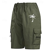 economico Classico-Per uomo Pantaloncini cargo Shorts Pantaloncini Estivi Elastico in vita Coulisse Multi-tasche Albero di Cocco Comodità Indossabile Lunghezza al ginocchio All&#039;aperto Sport Quotidiano Moda Casual Nero