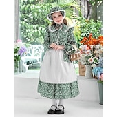 ieftine Pionier / Secolul XIX-secolul al 19-lea Anii 1800 Vestul Sălbatic Rochie de prerie Set capotă și șorț Pionier Costume de fancy Fete Halloween Carnaval Ziua Mondială a Cărții Ținute pentru evenimente școlare Reconstituire