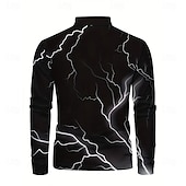 Χαμηλού Κόστους Ανδρικό γεωμετρικό πόλο-Ανδρικά Φωτισμός Πόλο Μακρυμάνικο Απορρίπτω Σύγχρονο Καθημερινό Ένδυση γυμναστικής και άθλησης Καθημερινά Φερμουάρ 3D εκτύπωση Άνοιξη Φθινόπωρο Χειμώνας Μαύρο