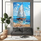 זול Landscape Prints-הדפס קנבס מודרני מופשט של מפרשית אוקיינוס, אמנות קיר גדולה מחוץ למסגרת, מפרשית בנושא אוקיינוס, מתאימה לעיצוב סלון וחדר שינה