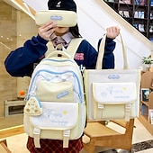 cheap Kids &amp; Teen Backpacks-Tween Girls Korean Style Backpack Set Cute Aesthetic School Bag with Tote Bag &amp; Pencil Case, Lightweight Large Capacity Bookbag for Middle School &amp; Travel