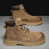 economico Stivali da lavoro-stivali da lavoro in pelle scamosciata color cuoio da uomo – stivaletti casual con lacci per l'escursionismo, il lavoro agricolo e l'uso quotidiano