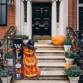 billige halloween veggtepper-halloween alien hageflagg halloween hagedekorasjon festivaldekorasjon flagg dobbeltsidig tredimensjonal hageflagg