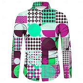 abordables Tapas-Retro Antiguo Años 70 Camisas Disco Geométrico Psicodélico Hombre Víspera de Todos los Santos Carnaval Festival de Música Desfile del orgullo Fiesta temática retro Adulto Camisas