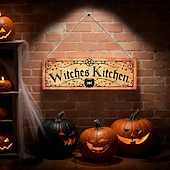 お買い得  ハロウィンの吊るし飾りとテーブルトップ装飾-ハロウィーンの木製吊り下げ看板、屋内と屋外のハロウィーンパーティーの装飾のための不気味な雰囲気の壁とドアの装飾