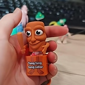 cheap Home Supplies-Tungtungtung Sahur Toys Wooden Stick Man Button Keychain Luminous Language Pendant Anime Peripheral Model Decorative Gift Toys