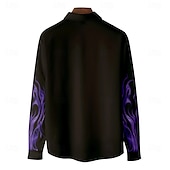 abordables Día de los Muertos Disfraz-Hombre Fuego Traje de Halloween Día de los muertos Camisa Abotonar la camisa Camisa de vestir informal Manga Larga Moda informal Vacaciones Diario Ropa de calle Verano Primavera Cuello Vuelto