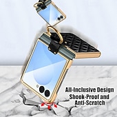 levne Pouzdra pro Samsung-telefon Carcasă Pro Samsung Galaxy Z Flip 7 Z Flip 6 Z Flip 5 Z Flip 4 Z Flip 3 Zadní kryt Prstencová spona Nárazuvzdorné Retro TPU PU kůže