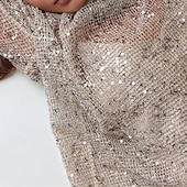 economico Bluse Semplici-Per donna Blusa con texture Strass scintillante Da serata Paillettes Traforato Semplice Moda Moderno Manica Lunga Girocollo Top Regolari Quotidiano Grigio Estate