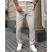 abordables Delgado-Hombre pantalones de traje Pantalones Chinos Bolsillo Botones Plano Comodidad Formal Fiesta Trabajo Moda Estilo clásico Negro Blanco Microelástico