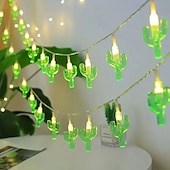 economico Strisce LED-Luci a stringa estive per spiaggia tropicale Hawaii, 3 m, 20 LED, cactus, fenicotteri, bromeliacee, palme, a batteria, per decorazioni per feste in spiaggia, piscina tropicale