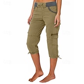 abordables Bas-Femmes Pantalons Cargo Pantalons de randonnée Extérieur Coupe régulière Respirant Bas Avec Poches Noir Vert Véronèse Coton Camping / Randonnée Course S M L XL XXL
