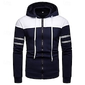 abordables sudaderas basicas hombre-Hombre Sudadera Sudadera con capucha y cremallera completa Negro Azul Marino Azul Piscina Naranja Con Capucha Plano Retazos Cremallera Bloque de Color Deporte Casual Diario Ropa de calle Fresco Ropa