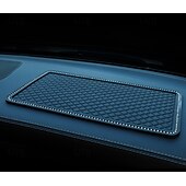 お買い得  車両サービス-車用ラインストーン滑り止めマット、キラキラ光る羽根模様のダッシュボード電話パッド、携帯電話や小物用の滑り止め車内装飾マット