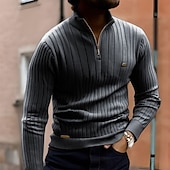 preiswerte Herrenpullover-Herren Pullover Pullover mit Viertelreißverschluss Strickpullover Gerippt Stricken Normale Oberteile Gestrickt Einfach Halber Reißverschluss Mode Lässig Urlaub Alltagskleidung Bekleidung Herbst Winter