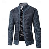 preiswerte Herren Strickjacke-Herren Strickjacke Kurzer Pullover Reißverschluss-Pullover Strickpullover Gerippt Stricken Normale Oberteile Patchwork Tasche Einfach Stehkragen Mode Klassisch Urlaub Alltagskleidung Bekleidung