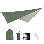 baratos Equipamento de Camping-lona de rede de acampamento impermeável e versátil - 114x114 guarda-sol com sobrecapa de chuva &amp;abrigo para mochileiros com cabos de sustentação &amp;estacas - perfeitas para aventuras ao ar livre
