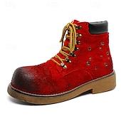 abordables Bottes de randonnée-Bottines à lacets en daim vert pour homme – chaussures de travail vintage pour l&#039;extérieur, idéales pour la randonnée automnale, le jardinage et le quotidien