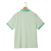 billige Golfpolo for menn-Herre Med Tekstur Golf skjorte Avslappet Virksomhet Klassisk Kortermet Mote Moderne Helfarge Hawaii Knapper Sommer Vår Vår sommer Normal Svart Hvit Grønn Kakifarget Med Tekstur