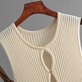 abordables Robes pull-Femmes Robe Longue Maxi Robe Robe Blanche Robe Décontractée Sexy Robe Mode Extérieur Soirée Fête Coupe régulière Uni Sans manches Col ras du cou Bleu Violet Beige Été