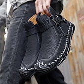 billiga Stövlar-Herr retro läderstövlar med spänne, bekväma loafers för vardagliga utflykter, bilkörning och höstmode