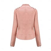 economico Giacche in finta pelle-Per donna Giacca in Ecopelle Confortevole Tasca Cerniera completa Moda Stile da Strada Semplice All&#039;aperto Casual Quotidiano Regolare Collo alla coreana Vestibilità regolare Manica Lunga Capispalla