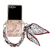 cheap Samsung Cases-Phone Case For Samsung Galaxy Z Flip 7 Z Flip 6 Z Flip 5 Z Flip 4 Z Flip 3 Back Cover with Lanyard Shockproof Flower Floral