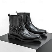 levne Biker Boots-Pánské Boty Motorkářské boty Chůze Vinobraní Na běžné nošení Bristké PU kůže Pohodlné Protiskluzové Teplý Kotníčkové Povaleč Elastická gumička Černá Hnědá Podzim Zima
