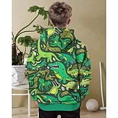 billiga Pojkens 3D-djur-Pojkar 3D Dinosaurie Huvtröja Långärmad Vår Höst Mode Streetwear Barn 4-12 år Huva Utomhus Ledigt Dagligen Normal