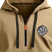 economico Felpa Tattica-Per uomo Felpa con cappuccio Felpa con cappuccio e zip corta Nero Bianco Vino Blu marino Blu Reale Con Cappuccio Semplice Con zip Tasca Frontale Tattico Sport &amp; Outdoor Casuale Streetwear Cool