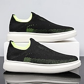 cheap Slip-On Casual Shoes-Men's Slip-On Knit Walking Sneakers – Lightweight Breathable Casual Shoes for Travel, Gym &amp; Daily Wear