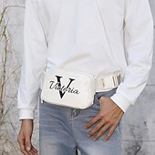 お買い得  パーソナライズされたギフト-パーソナライズされたイニシャル入りの白いクロスボディバッグ、ミニマリストな日常のファッションアクセサリー - 友人へのユニークなカスタムギフト