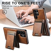 abordables Carcasas Samsung-teléfono Funda Para Samsung galaxia S25 Más S25 Ultra S24 Ultra S24 Plus S24 S23 S23 Ultra S23 Plus Funda Trasera Magnética Soporte de carga inalámbrica Caballete Retro TPU Cuero de PU